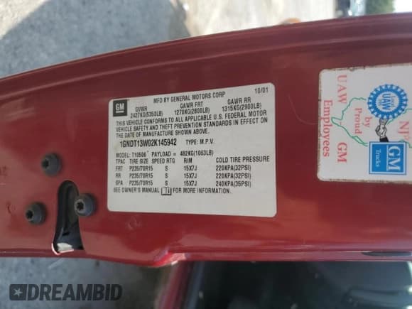 ✅ 2002 Chevrolet Blazer LS • VIN: 1GNDT13W02K145942 • Lot: 60195245. Wystawiony na Copart z przebiegiem 141 567 mil. Bezpłatny archiwum sprzedaży aukcyjnych z USA i szczegółowy raport historii pojazdu na DreamBid. Zdjęcie 13.