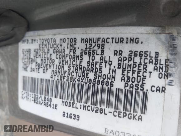 ✅ 1999 Toyota Camry LE • VIN: 4T1BF28K4XU080006 • Лот: 42479549. Опубликован ранее на IAAI с пробегом Не указан. Бесплатный доступ к архиву аукционных продаж из США и подробный отчёт об истории автомобиля на DreamBid. Изображение 9.