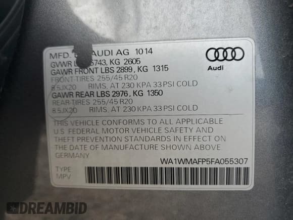 ✅ 2015 Audi Q5 Prestige • VIN: WA1WMAFP5FA055307 • Lot: 86432505. Listed on Copart with 116,412 mi. Free auction sales archive from the USA and detailed vehicle history report at DreamBid. Image 13.