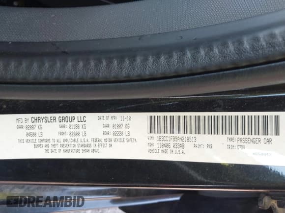 ✅ 2010 Dodge Avenger Express • VIN: 1B3CC1FB9AN218513 • Лот: 43426436. Опубликован ранее на IAAI с пробегом 213 649 миль. Бесплатный доступ к архиву аукционных продаж из США и подробный отчёт об истории автомобиля на DreamBid. Изображение 9.