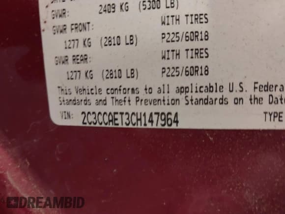 ✅ 2012 Chrysler 300 C • VIN: 2C3CCAET3CH147964 • Lot: 42354125. Listed on IAAI with 152,928 mi. Free auction sales archive from the USA and detailed vehicle history report at DreamBid. Image 9.