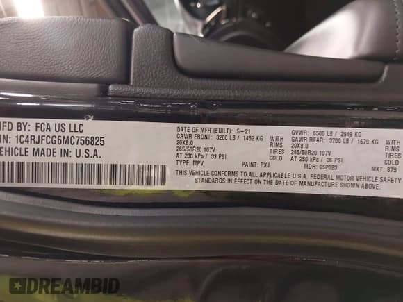 ✅ 2021 Jeep Grand Cherokee Overland • VIN: 1C4RJFCG6MC756825 • Lot: 42234963. Listed on IAAI with 57,896 mi. Free auction sales archive from the USA and detailed vehicle history report at DreamBid. Image 9.