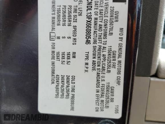 2006 Chevrolet Equinox LS с VIN 2CNDL13FX66080546, выставлен на аукционе Copart как лот 59594504 с пробегом Не указан миль и Списание • Salvage title. История ставок и продаж доступна на DreamBid. Изображение 15.