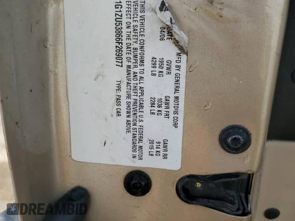 2006 Chevrolet Malibu LTZ с VIN 1G1ZU53866F269077, выставлен на аукционе Copart как лот 70271135 с пробегом 311 946 миль миль и Списание • Salvage title. История ставок и продаж доступна на DreamBid. Изображение 13.