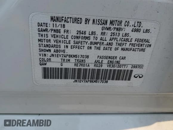 ✅ 2019 Infiniti Q50 Luxe • VIN: JN1EV7AP8KM517038 • Lot: 70794754. Listed on Copart with 57,161 mi. Free auction sales archive from the USA and detailed vehicle history report at DreamBid. Image 14.