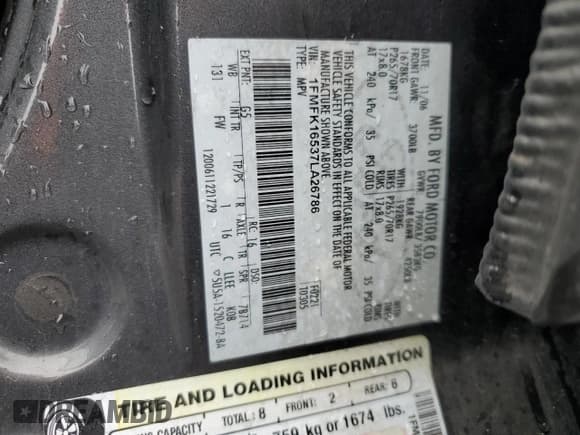 ✅ 2007 Ford Expedition Max XLT • VIN: 1FMFK16537LA26786 • Лот: 51848375. Опубликован ранее на Copart с пробегом 135 977 миль. Бесплатный доступ к архиву аукционных продаж из США и подробный отчёт об истории автомобиля на DreamBid. Изображение 13.