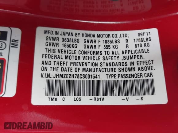 ✅ 2012 Honda Insight EX • VIN: JHMZE2H78CS001541 • Лот: 42369924. Опубликован ранее на IAAI с пробегом Не указан. Бесплатный доступ к архиву аукционных продаж из США и подробный отчёт об истории автомобиля на DreamBid. Изображение 9.