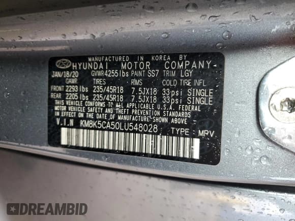 ✅ 2020 Hyundai Kona Ultimate • VIN: KM8K5CA50LU548028 • Лот: 66761964. Опубликован ранее на Copart с пробегом 156 249 миль. Бесплатный доступ к архиву аукционных продаж из США и подробный отчёт об истории автомобиля на DreamBid. Изображение 13.