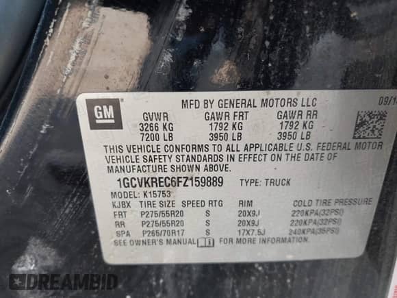 2015 Chevrolet Silverado 1500 LT z VIN 1GCVKREC6FZ159889, wystawiony jako IAAI lot #43282336 z przebiegiem 124 048 mil mil oraz . Historia ofert i sprzedaży dostępna na DreamBid. Obrazek 7.