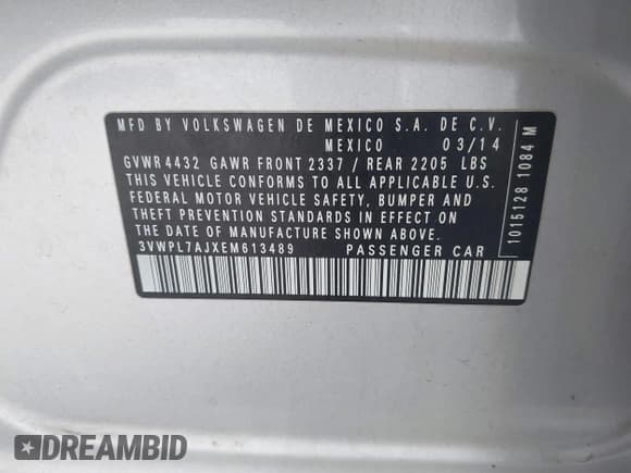 ✅ 2014 Volkswagen Jetta TDI w/Sunroof • VIN: 3VWPL7AJXEM613489 • Лот: 43243139. Опубликован ранее на IAAI с пробегом 198 417 миль. Бесплатный доступ к архиву аукционных продаж из США и подробный отчёт об истории автомобиля на DreamBid. Изображение 9.