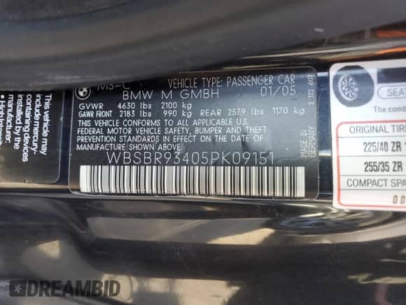 2005 BMW 3 Series M3 с VIN WBSBR93405PK09151, выставлен на аукционе Copart как лот 80369774 с пробегом 122 103 миль миль и Списание • Salvage title. История ставок и продаж доступна на DreamBid. Изображение 12.