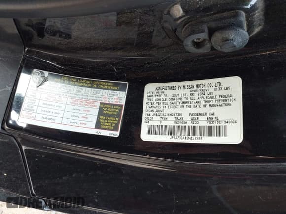 ✅ 2006 Nissan 350Z Grand Touring • VIN: JN1AZ36A16M457366 • Lot: 42973218. Listed on IAAI with 79,451 mi. Free auction sales archive from the USA and detailed vehicle history report at DreamBid. Image 8.