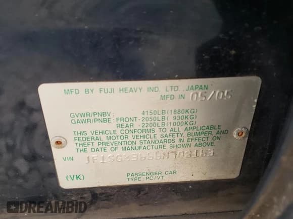 ✅ 2006 Subaru Forester X • VIN: JF1SG63666H708163 • Lot: 71688305. Listed on Copart with 100,388 mi. Free auction sales archive from the USA and detailed vehicle history report at DreamBid. Image 13.