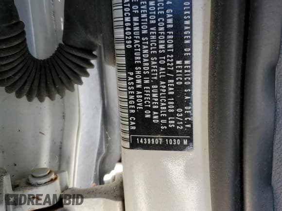 ✅ 2012 Volkswagen Beetle 2.5L PZEV • VIN: 3VWJP7AT0CM640290 • Лот: 86879125. Опубликован ранее на Copart с пробегом 104 286 миль. Бесплатный доступ к архиву аукционных продаж из США и подробный отчёт об истории автомобиля на DreamBid. Изображение 12.