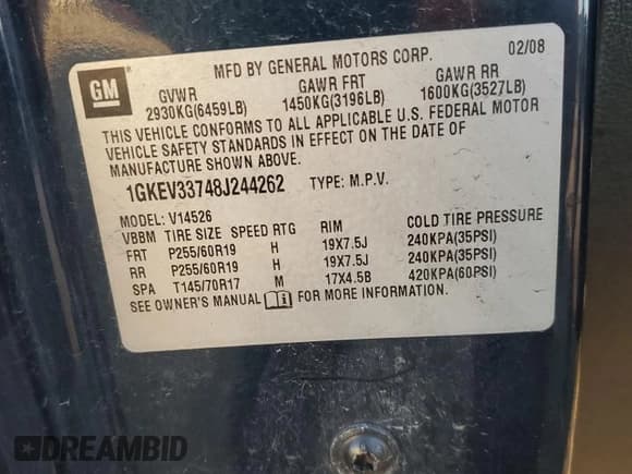 ✅ 2008 GMC Acadia SLT2 • VIN: 1GKEV33748J244262 • Lot: 81923855. Listed on Copart with 127,099 mi. Free auction sales archive from the USA and detailed vehicle history report at DreamBid. Image 14.