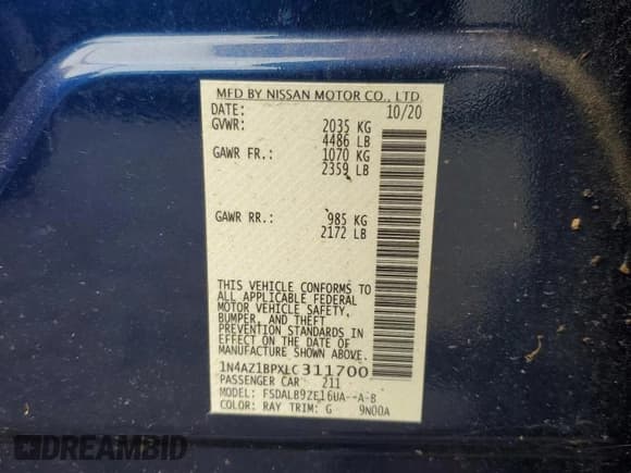 ✅ 2020 Nissan LEAF S • VIN: 1N4AZ1BPXLC311700 • Лот: 87069045. Опубликован ранее на Copart с пробегом 48 011 миль. Бесплатный доступ к архиву аукционных продаж из США и подробный отчёт об истории автомобиля на DreamBid. Изображение 13.