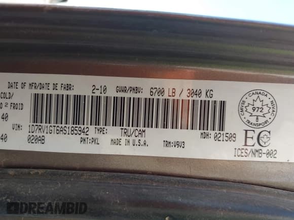 ✅ 2010 Dodge 1500 TRX • VIN: 1D7RV1GT6AS185942 • Lot: 42300706. Wystawiony na IAAI z przebiegiem 191 357 mil. Bezpłatny archiwum sprzedaży aukcyjnych z USA i szczegółowy raport historii pojazdu na DreamBid. Zdjęcie 9.