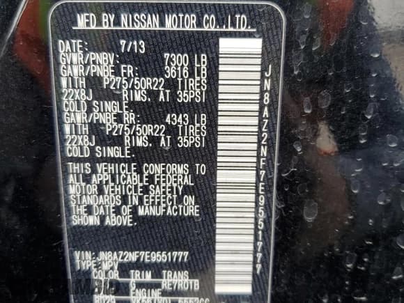 ✅ 2014 Infiniti QX80 • VIN: JN8AZ2NF7E9551777 • Lot: 54427885. Listed on Copart with 193,421 mi. Free auction sales archive from the USA and detailed vehicle history report at DreamBid. Image 14.