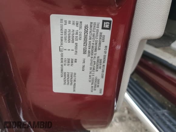 ✅ 2009 Chevrolet Silverado 1500 • VIN: 1GCEC39029Z213266 • Lot: 66802295. Listed on Copart with 131,425 mi. Free auction sales archive from the USA and detailed vehicle history report at DreamBid. Image 12.