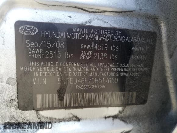 ✅ 2009 Hyundai Sonata Limited • VIN: 5NPEU46F79H517650 • Лот: 85122964. Опубликован ранее на Copart с пробегом 154 568 миль. Бесплатный доступ к архиву аукционных продаж из США и подробный отчёт об истории автомобиля на DreamBid. Изображение 12.