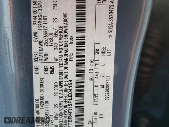 ✅ 2023 Ford Ranger XL • VIN: 1FTER4FH5PLE04159 • Лот: 82864314. Опубликован ранее на Copart с пробегом Не указан. Бесплатный доступ к архиву аукционных продаж из США и подробный отчёт об истории автомобиля на DreamBid. Изображение 14.