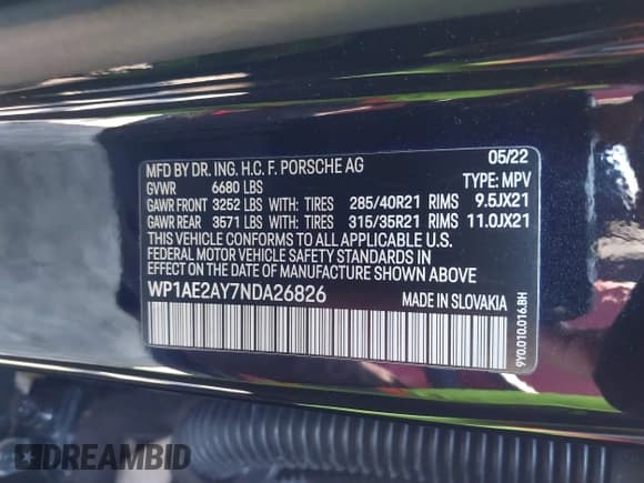 ✅ 2022 Porsche Cayenne E-Hybrid • VIN: WP1AE2AY7NDA26826 • Lot: 41669548. Wystawiony na IAAI z przebiegiem 22 644 mil. Bezpłatny archiwum sprzedaży aukcyjnych z USA i szczegółowy raport historii pojazdu na DreamBid. Zdjęcie 9.