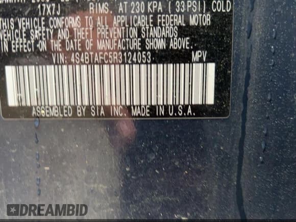 ✅ 2024 Subaru Outback Premium • VIN: 4S4BTAFC5R3124053 • Lot: 42787893. Listed on IAAI with 5,404 mi. Free auction sales archive from the USA and detailed vehicle history report at DreamBid. Image 9.