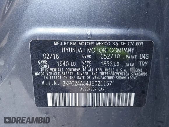 ✅ 2018 Hyundai Accent SE • VIN: 3KPC24A34JE021157 • Лот: 43666917. Опубликован ранее на IAAI с пробегом 109 082 миль. Бесплатный доступ к архиву аукционных продаж из США и подробный отчёт об истории автомобиля на DreamBid. Изображение 9.