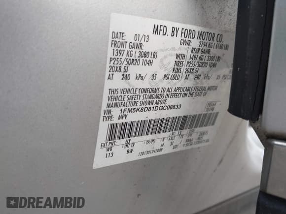 ✅ 2013 Ford Explorer XLT • VIN: 1FM5K8D81DGC08833 • Lot: 43722861. Wystawiony na IAAI z przebiegiem 131 530 mil. Bezpłatny archiwum sprzedaży aukcyjnych z USA i szczegółowy raport historii pojazdu na DreamBid. Zdjęcie 9.