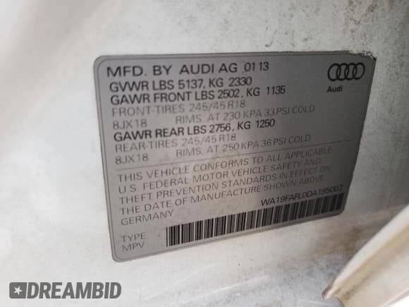 ✅ 2013 Audi allroad A4 Premium • VIN: WA19FAFL0DA195007 • Лот: 64347074. Опубликован ранее на Copart с пробегом 118 675 миль. Бесплатный доступ к архиву аукционных продаж из США и подробный отчёт об истории автомобиля на DreamBid. Изображение 12.