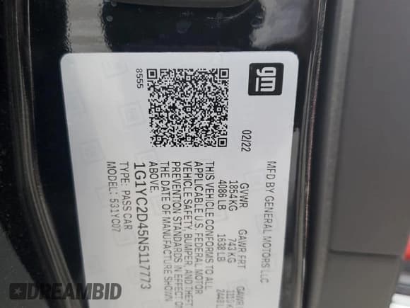 ✅ 2022 Chevrolet Corvette 3LT • VIN: 1G1YC2D45N5117773 • Lot: 49688125. Wystawiony na Copart z przebiegiem 15 660 mil. Bezpłatny archiwum sprzedaży aukcyjnych z USA i szczegółowy raport historii pojazdu na DreamBid. Zdjęcie 15.