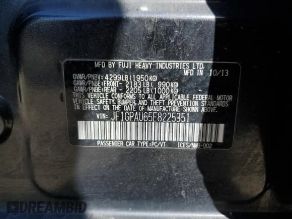 ✅ 2014 Subaru Impreza Special Sports Limited • VIN: JF1GPAU65E8225351 • Lot: 84222285. Wystawiony na Copart z przebiegiem 159 875 mil. Bezpłatny archiwum sprzedaży aukcyjnych z USA i szczegółowy raport historii pojazdu na DreamBid. Zdjęcie 12.