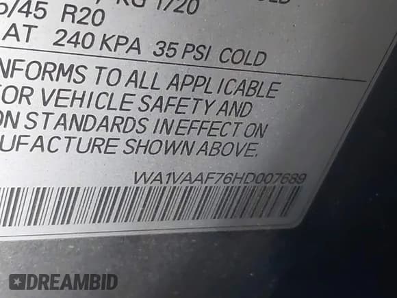 ✅ 2017 Audi Q7 Prestige • VIN: WA1VAAF76HD007689 • Lot: 43005173. Listed on IAAI with 160,136 mi. Free auction sales archive from the USA and detailed vehicle history report at DreamBid. Image 9.