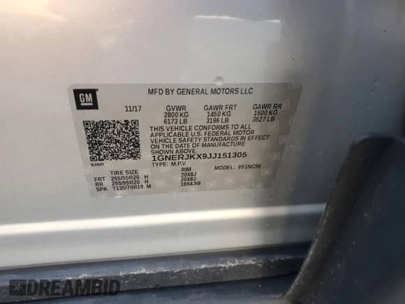 2018 Chevrolet Traverse RS с VIN 1GNERJKX9JJ151305, выставлен на аукционе Copart как лот 69066765 с пробегом 129 674 миль миль и Списание • Salvage title. История ставок и продаж доступна на DreamBid. Изображение 13.