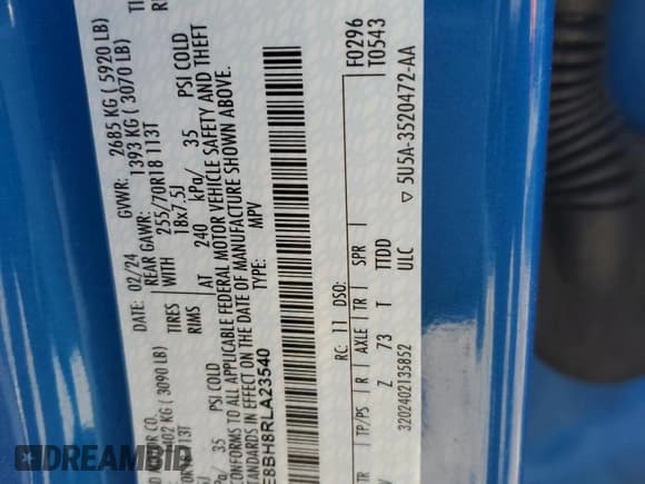 ✅ 2024 Ford Bronco Outer Banks • VIN: 1FMDE8BH8RLA23540 • Lot: 71843615. Listed on Copart with 12,154 mi. Free auction sales archive from the USA and detailed vehicle history report at DreamBid. Image 14.