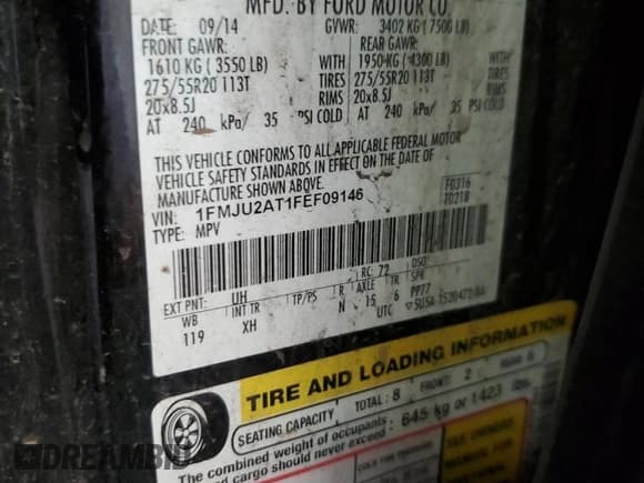 ✅ 2015 Ford Expedition Limited • VIN: 1FMJU2AT1FEF09146 • Lot: 81317425. Wystawiony na Copart z przebiegiem 195 260 mil. Bezpłatny archiwum sprzedaży aukcyjnych z USA i szczegółowy raport historii pojazdu na DreamBid. Zdjęcie 13.