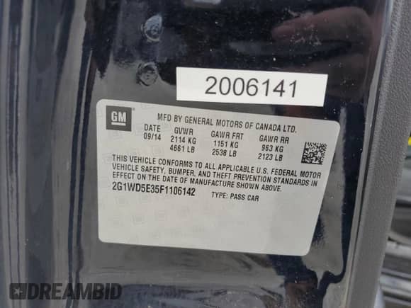 2015 Chevrolet Impala Police Police с VIN 2G1WD5E35F1106142, выставлен на аукционе Copart как лот 65024255 с пробегом 77 162 миль миль и Чистый • Clean title. История ставок и продаж доступна на DreamBid. Изображение 12.