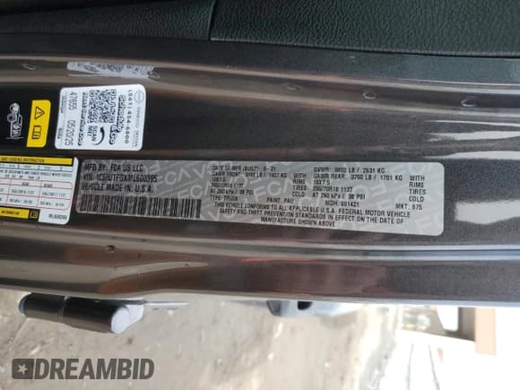 ✅ 2021 Jeep Gladiator High Altitude • VIN: 1C6HJTFGXML600395 • Lot: 50393625. Listed on Copart with 45,079 mi. Free auction sales archive from the USA and detailed vehicle history report at DreamBid. Image 12.