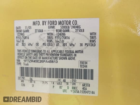 ✅ 2006 Ford Ranger XLT • VIN: 1FTZR45E26PA45613 • Лот: 42898656. Опубликован ранее на IAAI с пробегом 216 529 миль. Бесплатный доступ к архиву аукционных продаж из США и подробный отчёт об истории автомобиля на DreamBid. Изображение 9.