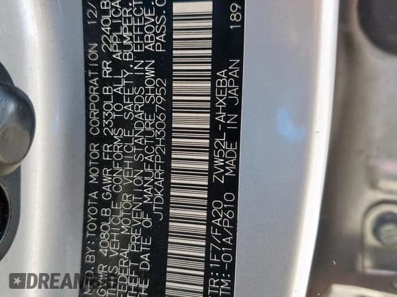 ✅ 2017 Toyota Prius Plus • VIN: JTDKARFP2H3067952 • Lot: 90610155. Listed on Copart with 130,933 mi. Free auction sales archive from the USA and detailed vehicle history report at DreamBid. Image 13.