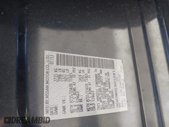 ✅ 2014 Nissan Pathfinder SL • VIN: 5N1AR2MNXEC605981 • Lot: 42644465. Listed on IAAI with 128,615 mi. Free auction sales archive from the USA and detailed vehicle history report at DreamBid. Image 9.