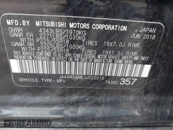 2018 Mitsubishi Outlander SE с VIN JA4AR3AW8JU020015, выставлен на аукционе IAAI как лот 42460465 с пробегом 76 823 миль миль и . История ставок и продаж доступна на DreamBid. Изображение 9.