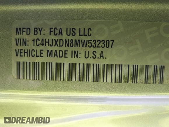 ✅ 2021 Jeep Wrangler Unlimited Sport S • VIN: 1C4HJXDN8MW532307 • Лот: 41817890. Опубликован ранее на IAAI с пробегом 58 720 миль. Бесплатный доступ к архиву аукционных продаж из США и подробный отчёт об истории автомобиля на DreamBid. Изображение 9.