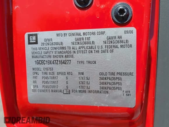 ✅ 2007 Chevrolet Silverado 1500 Work Truck • VIN: 1GCEC19X47Z164277 • Lot: 42536315. Listed on IAAI with 374,207 mi. Free auction sales archive from the USA and detailed vehicle history report at DreamBid. Image 9.