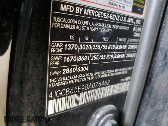 ✅ 2008 Mercedes-Benz R 3.5L • VIN: 4JGCB65E98A076462 • Lot: 54045505. Listed on Copart with 188,603 mi. Free auction sales archive from the USA and detailed vehicle history report at DreamBid. Image 13.