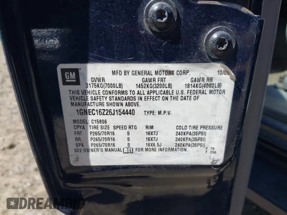 ✅ 2006 Chevrolet Suburban LS 1WT • VIN: 1GNEC16Z26J154440 • Лот: 41767799. Опубликован ранее на IAAI с пробегом 359 244 миль. Бесплатный доступ к архиву аукционных продаж из США и подробный отчёт об истории автомобиля на DreamBid. Изображение 9.