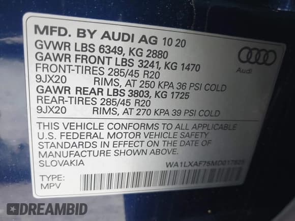 ✅ 2021 Audi Q7 Premium Plus • VIN: WA1LXAF75MD017825 • Lot: 42343727. Listed on IAAI with 102,126 mi. Free auction sales archive from the USA and detailed vehicle history report at DreamBid. Image 9.