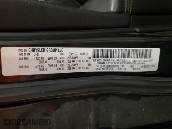 ✅ 2011 Dodge Durango Citadel • VIN: 1D4RE5GG4BC668073 • Lot: 64789015. Listed on Copart with 240,369 mi. Free auction sales archive from the USA and detailed vehicle history report at DreamBid. Image 13.