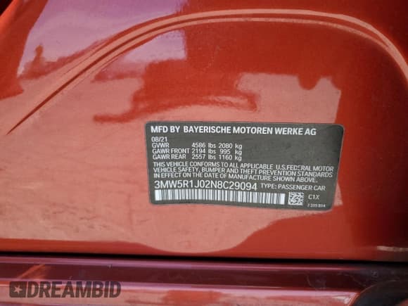 ✅ 2022 BMW 3 Series 330i • VIN: 3MW5R1J02N8C29094 • Лот: 56793455. Опубликован ранее на Copart с пробегом Не указан. Бесплатный доступ к архиву аукционных продаж из США и подробный отчёт об истории автомобиля на DreamBid. Изображение 12.