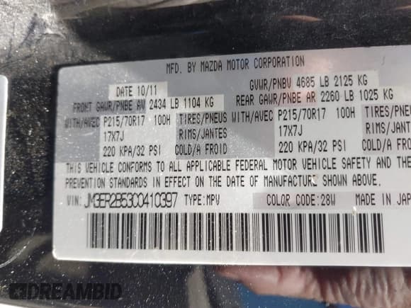 ✅ 2012 Mazda CX-7 i Sport • VIN: JM3ER2B53C0410397 • Lot: 42776810. Listed on IAAI with 194,748 mi. Free auction sales archive from the USA and detailed vehicle history report at DreamBid. Image 9.